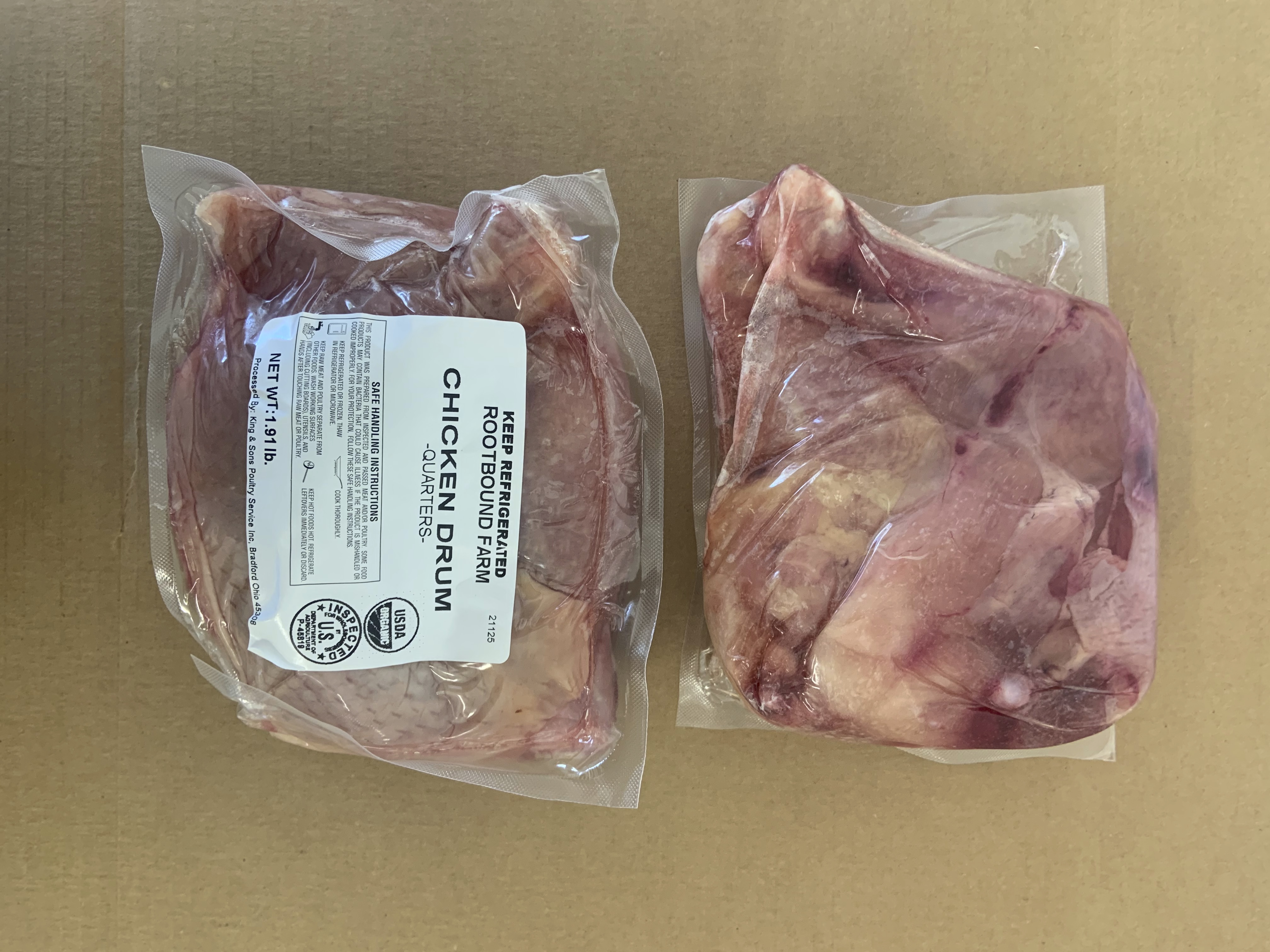 Chicken leg quarters, 2 packs (total weight 2 - 2.6 lbs.)